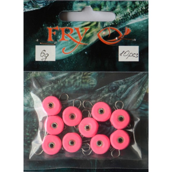 Груз ушастый для рыбалки, таблетка (эксцентрик) цвет Silvereyes Pink, 10шт в уп., вес 6г